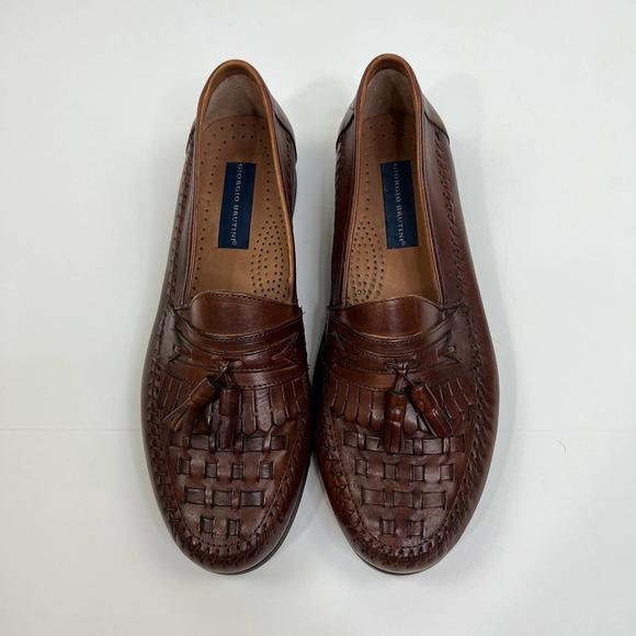 Giorgio Brutini Brown Leather Tassel Slip On Loafers Mens Size 10 D - Picture 13 of 13